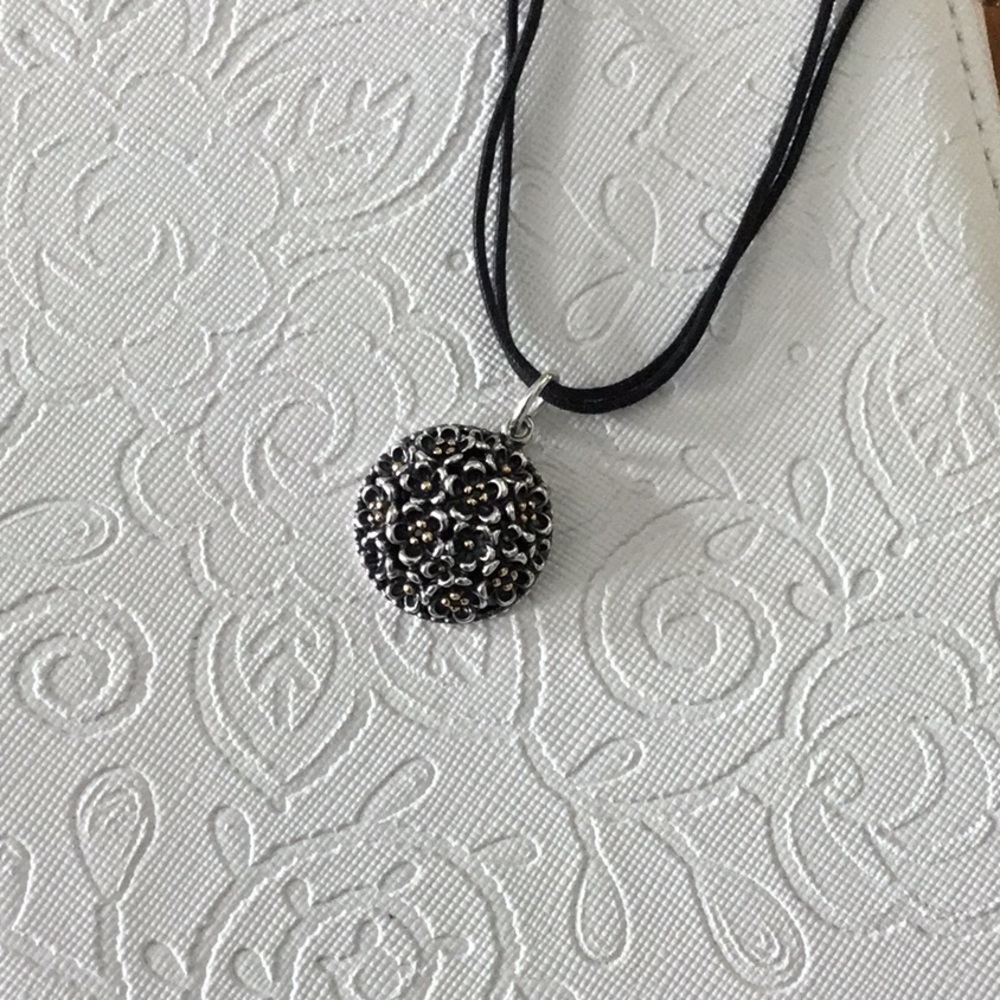 Pandora two tone floral pendant